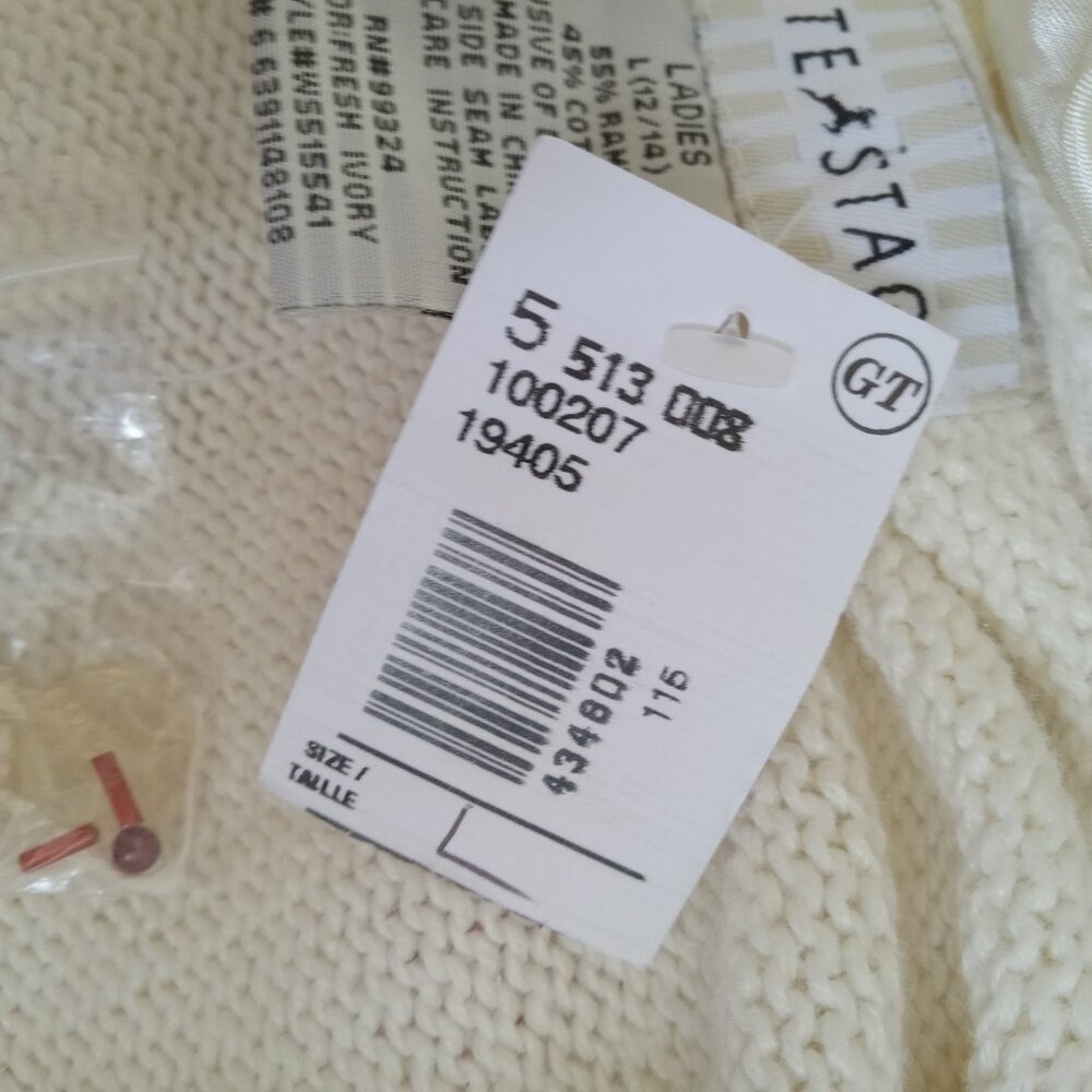 NWT White Stag L Cardinal Embroidered Embellished White Knit Cardigan 12/14 Vtg - Picture 11 of 15